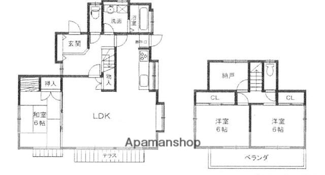 北大阪急行南北線 箕面萱野駅 バス乗車時間：9分 青松園バス停で下車 徒歩5分 2階建 築47年(3SLDK)の間取り写真