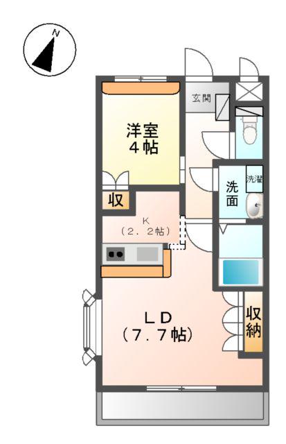 エスペランス(1LDK/2階)の間取り写真