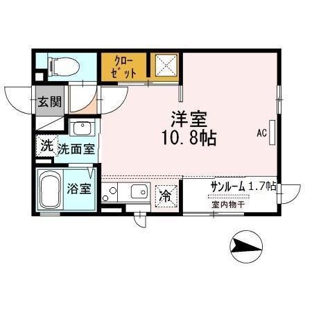 メープルヒル(ワンルーム/1階)の間取り写真