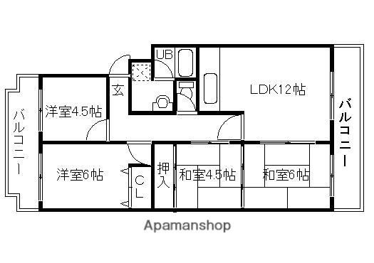 グリーンヒル北千里1(4LDK/2階)の間取り写真