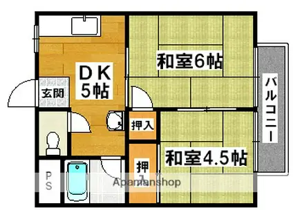 西北田ハイツ(2DK/1階)の間取り写真