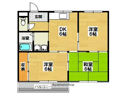 天美ローズマンション(3DK/5階)の間取り写真