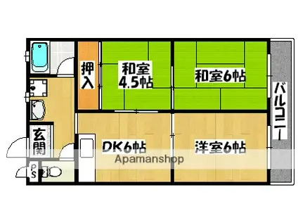 サニーハイツ泉有(3DK/2階)の間取り写真