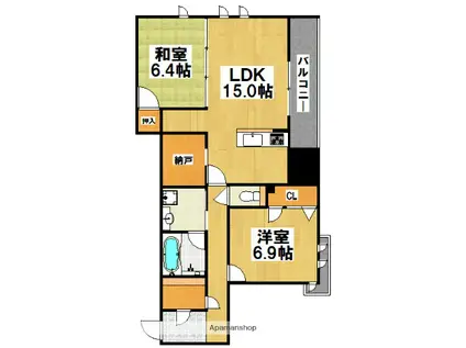 ファイブコートプレミアム中百舌鳥(2LDK/2階)の間取り写真