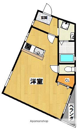 びわのき(ワンルーム/2階)の間取り写真