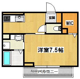 VILLA北花田(1K/2階)の間取り写真
