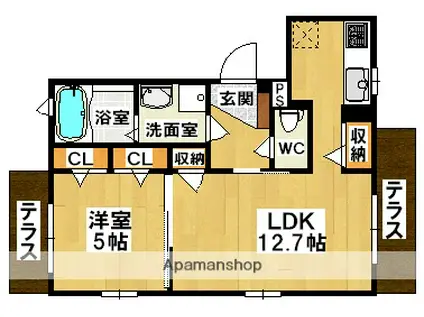 シャーメゾン アグレアーブル(1LDK/1階)の間取り写真