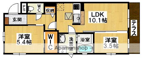 グランドシャーメゾン北花田N棟S棟(2LDK/1階)の間取り写真