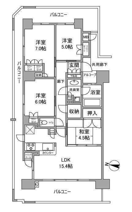 上野芝レジデンス(4LDK/9階)の間取り写真