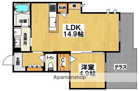 グランツ中百舌鳥(1LDK/1階)の間取り写真