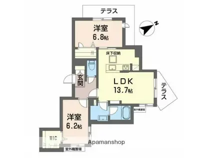 GRANDE-TOA 北花田(2LDK/1階)の間取り写真