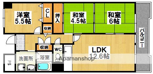 ドミール光明池(3LDK/3階)の間取り写真