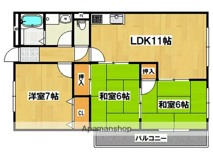 日吉マンション(3LDK/4階)の間取り写真