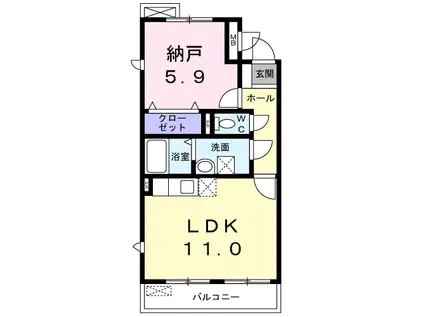 アミティエⅡ(1LDK/2階)の間取り写真