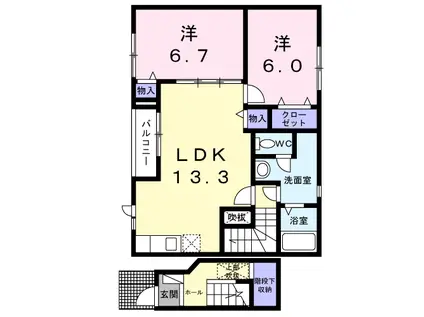 オブコニカ(2LDK/2階)の間取り写真