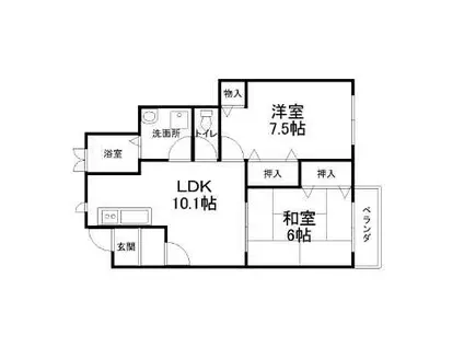 シャンドフルール(2LDK/1階)の間取り写真