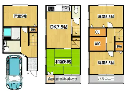南海電鉄高野線 北野田駅 徒歩14分 3階建 築29年(4DK)の間取り写真