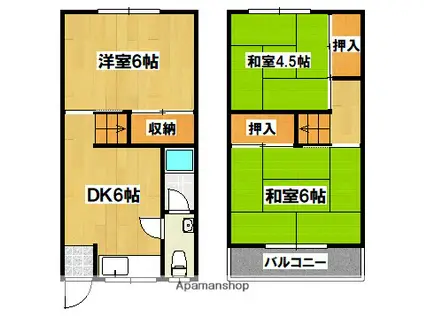 南海電鉄高野線 萩原天神駅 徒歩7分 2階建 築54年(3DK)の間取り写真