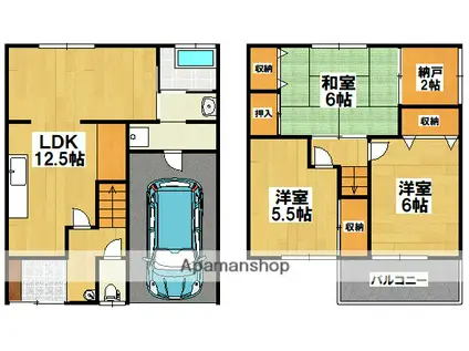 南海電鉄高野線 北野田駅 徒歩15分 2階建 築58年(3SLDK)の間取り写真