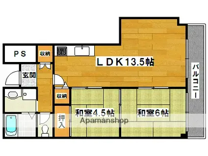 メルクマール・深阪(2LDK/3階)の間取り写真