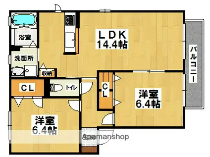 メゾン諏訪森(2LDK/2階)の間取り写真