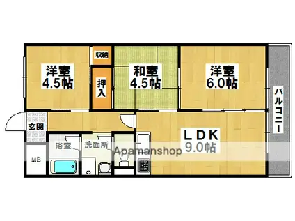 パークサイドマンション(3LDK/4階)の間取り写真