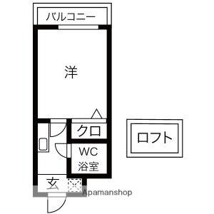 HCS堺東ハイツ(1K/3階)の間取り写真