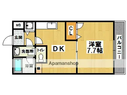 ボナール鳳南(1DK/1階)の間取り写真