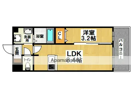オリエンテム宿院南(1LDK/7階)の間取り写真