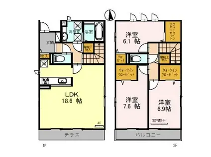 南海電鉄高野線 堺東駅 徒歩7分 2階建 築1年(3LDK)の間取り写真