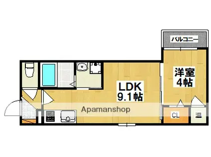 F ASECIA URANIA(1LDK/2階)の間取り写真