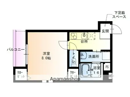 フジパレス堺石津川サウス(1K/2階)の間取り写真