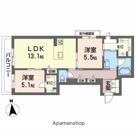 サウスMAISONさくら(2LDK/3階)の間取り写真
