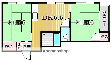 マンション忍(2DK/3階)の間取り写真