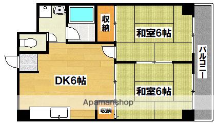 ロイヤルコート藤原(2DK/3階)の間取り写真