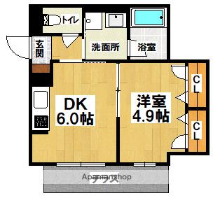 シャーメゾン ピオニー(1DK/1階)の間取り写真