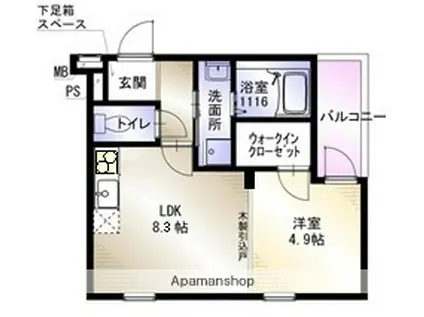 フジパレスSUN EIGHT1(1LDK/2階)の間取り写真