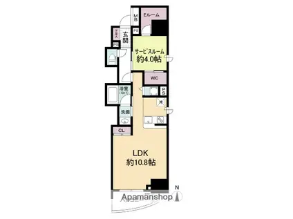 セレニテフラン本町(1LDK/11階)の間取り写真