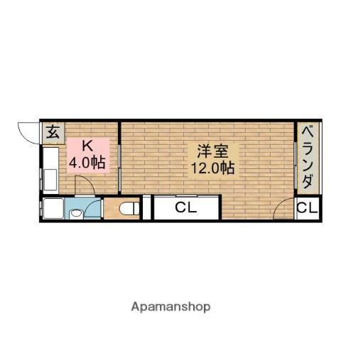 三国ヶ丘マンション(1K/4階)の間取り写真