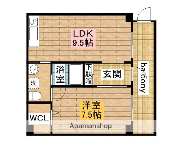 ブランカ堺東(1LDK/4階)の間取り写真