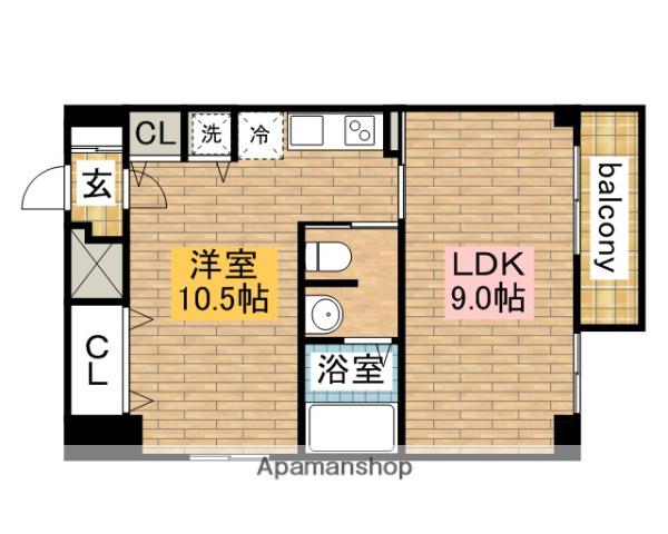 ブランカ堺東(1LDK/2階)の間取り写真