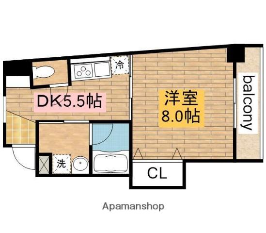 ウイングなかもず(1DK/3階)の間取り写真