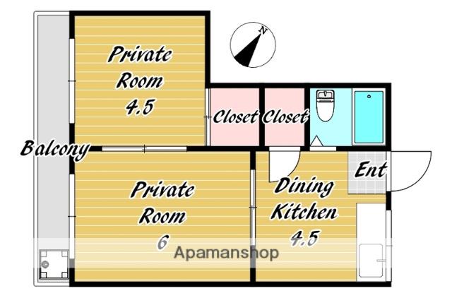 メゾン緑ヶ丘(2K/1階)の間取り写真