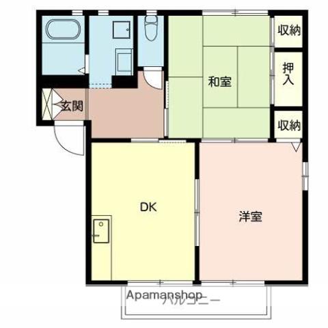 グランシード白水苑(2DK/1階)の間取り写真