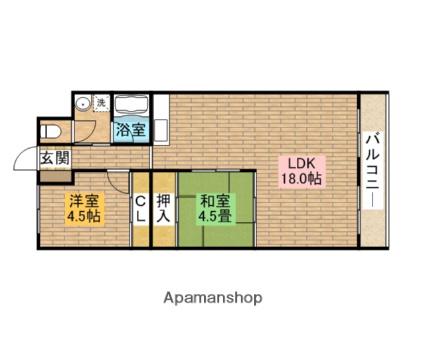 寿マンションⅡ号館(2LDK/4階)の間取り写真