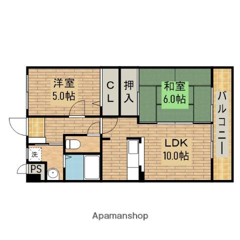 サンライズ三国ヶ丘(2LDK/2階)の間取り写真