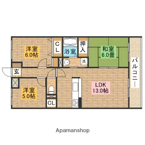 セントラルコート(3LDK/1階)の間取り写真