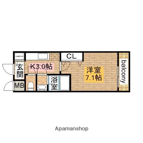 ミーティスルーチェ(1K/1階)の間取り写真