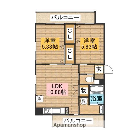 ハイツカトレヤ(2LDK/12階)の間取り写真