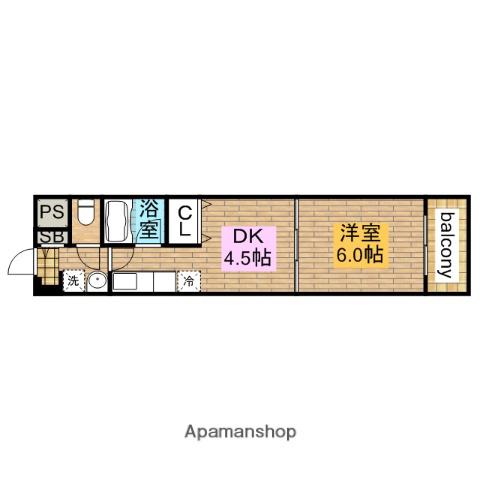 クレール三国ヶ丘(1DK/3階)の間取り写真